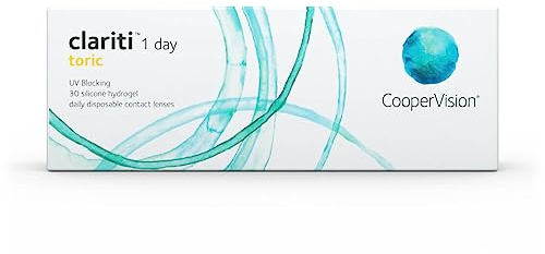 Clariti 1 Day Toric Lentes de contacto tóricas diarias, R 8.6, D 14.3, -5.25 dioptría, cilindro -0.75, eje 170-30 lentillas