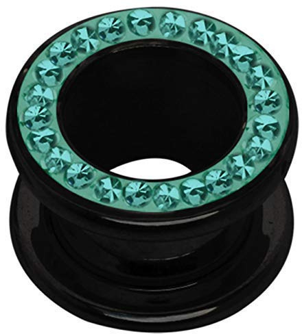 Acryl Ohr Piercing Epoxy Flesh Tunnel schwarz 3-20 mm, Steine wählbar in vielen Farben