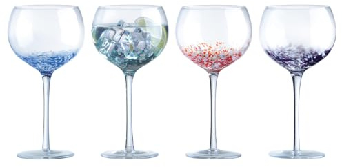 Anton Studio Designs Speckle Handmade Gin Glasses for Wine, Cocktails, or Water - 500 ml - Multi-Coloured - Set of 4 Elegant Cocktail Glasses