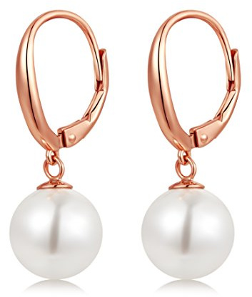 18 Karat Weiß Vergoldet Perlen Ohrringe Damen 10MM Süßwasserperlen 925 Sterling Silber Schmuck Geschenk für Damen