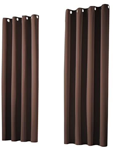 heimtexland ® 1 Paar Thermo- Verdunklungsgardinen Ösenschal Vorhänge Verdunkelnd Isolierend Blickdicht Verdunkelungsvorhänge HxB 160x135 Schoko Braun Typ139