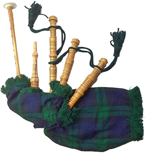 Scottish Junior Playable Bagpipes Kids Toy Miniature Tartan Bag & Rosewood Pipes (Black Watch)