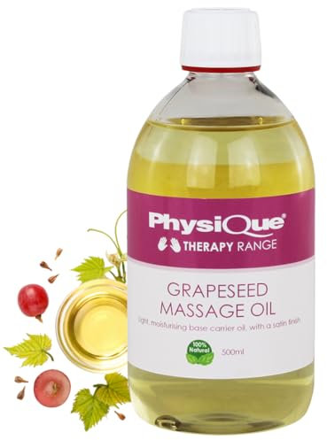Physique Grapeseed Oil 500ml - Muscle Massage -100% Natural Massage Oil - Contains Vitamin E - Perfect for Massage, Spa, Hair and Skincare Purposes