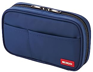 LIHIT LAB Large Capacity Zipper Pencil Case For School Office College, Big Capacity 4 Compartments Pencil Bag Holder Adults Teen Boys Girls, Travel Cosmetics Storage, Indigo (A7551-11N)