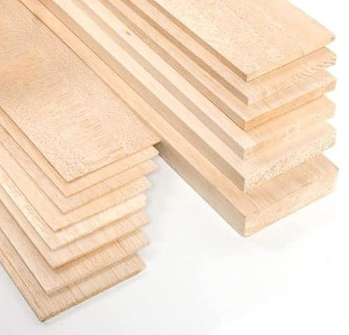 Materia Prima Balsa-Holz für Bastel- und Kunstprojekte, leichtes Holzbrett für Modellbau und Modellbau, leicht geschnittenes Holzbrett, 10 x 100 cm, Dicke 8 mm (2 pack).