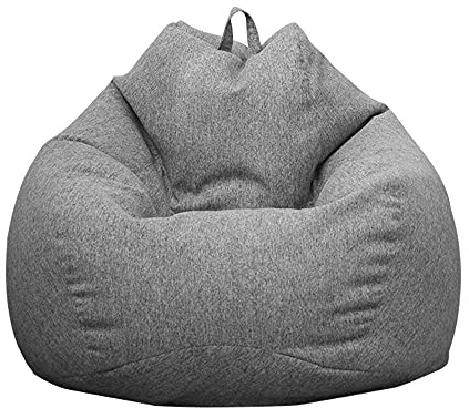 harupink Päronpuff för vuxna och barn, klassisk, päronsittsäck för inomhus- och utomhusbruk, sittsäck utan fyllning, stor, överdrag (L mörkgrå)