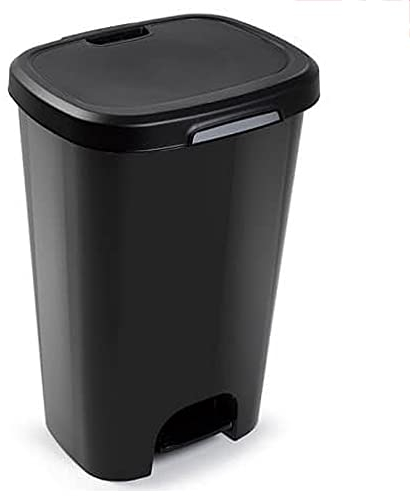 CABLEPELADO Cubo de Basura, plastico Apertura Pedal 50 litros - para la vivienda - Apto para reciclaje - Cubo almacenaje, PP, Ligero y Resistente color negro