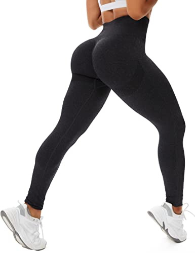 STARBILD Leggins Sportivi da Donna Push Up Sexy, Pantaloni Palestra Vita Alta Scrunch, Senza Cuciture Calzamaglie per Yoga Fitness, F4160 Push Up Grigio Scuro L