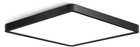 12 inch Square LED Ceiling Light, 24W CRI 90, 5000K Daylight Super Bright Ceiling Lights, 3200LM Black Flush Mount LED Lamp, Recessed Lighting fixtures for Kitchen Bathroom Bedroom Hallway Office