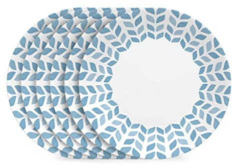 Corelle Global Collection Vitrelle 6-Piece Dinner Plate Set, Triple Layer Recycled Glass, Lightweight Eco-Friendly Round 10-1/4-Inch Plates Set, Northern Pines