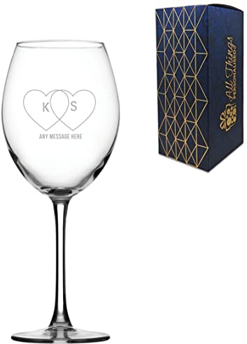Personligt graverat alla hjärtans dag Enoteca rödvinsglas, 560 ml vin, omtänksam anpassad gåva, lasergraverad i Storbritannien, klart glas, diskmaskinssäkert genomskinligt glas