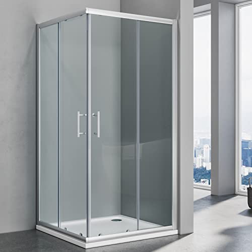SIRHIONA Cabine de Douche 80x80 cm, Paroi de Douche Extensible Porte de Douche Coulissante en Accès d'angle