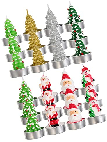 24pcs Weihnachten Teelichter Kerzen Rauchfreie Tropffreie Paraffinkerzen Santa Weihnachtsbaum Teelicht FüR Saisonale