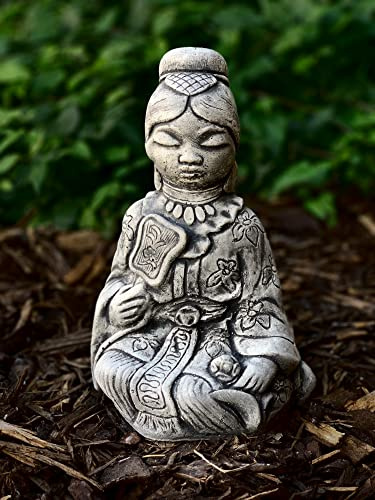 OLOMA Statue de déesse japonaise - Figurine de jardin féminine - Sculpture de femme chinoise traditionnelle - Figurine de femme en pierre - Décoration chinoise extérieure - Décoration féminine