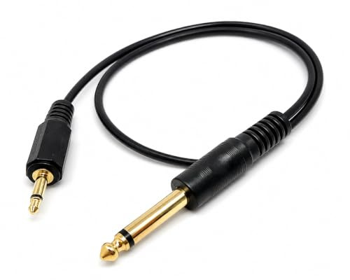 Drut Jack Mono Corto da 50 cm da 3,5 mm a Jack Mono da 6,35 mm Cavo Audio coassiale TS, Maschio a Maschio estremità placcate Oro 1,6 Piedi