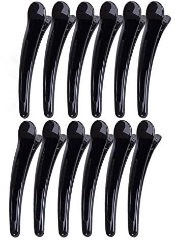 12 Stück Haarclips Spangen Friseur groß EnteBill Haarspangen Haarklammern Friseurbedarf Set Abteilklammern Haare Salon Schwarz Krokodil Sportool Curl Combi-Clip Stylen und Schneiden EU103 (S-3.1 inch)