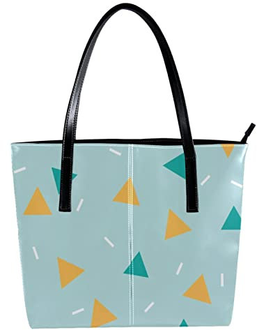Schultertasche Leicht Casual Schultasche Lehrertasche Handtasche Geldbörse Geometrisches Dreieck Muster Gelb Blau, Mehrfarbig