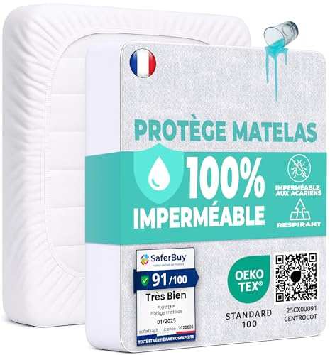 Coprimaterasso Una Piazza e Mezza Impermeabile 120x200 cm Lenzuolo con Angoli Bianco in Cotone e Microfibra Protezione per Letto Salva Materasso Traversa Traspirante Anallergico Lavabile in Lavatrice