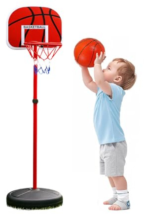Onex Kids Basketball Hoop Outdoor & Indoor Adjustable [63-120cm], Portable Iron Hoop with Basket ball, board & Stand for toodlers