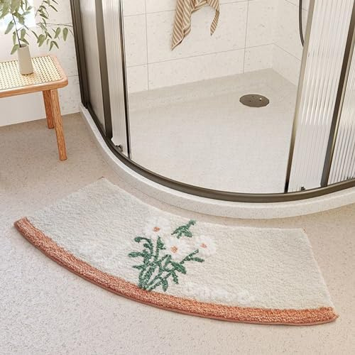LHTCCSHL Duschvorleger Eckdusche, Halbrund, Rutschfest, Waschbar, Runddusche, Hochflor, Mikrofaser (Color : A, Size : 40x75cm)