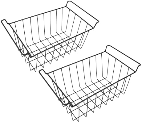 TOPINCN Panier de Rangement en Fil de Congélateur, 2 Pièces, Organisateur, étagère, Support de Panier de Congélateur pour Réfrigérateur, Panier D'épicerie, étui Noir (L 41.5cm X L 24.5cm