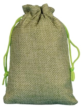 Lot de 40 sacs en lin - Sacs en coton - Pour calendrier de l'Avent - Sacs en lin - Sacs cadeaux pour Halloween, Noël, Pâques (vert herbe, 10 x 14 cm)