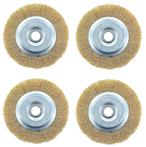 YEJAHY Lot de 4 brosses à joints, brosse de désherbage pour débroussailleuse, brosse à herbes sauvages, brosse métallique, brosse de rechange pour enlever les mauvaises herbes et la mousse