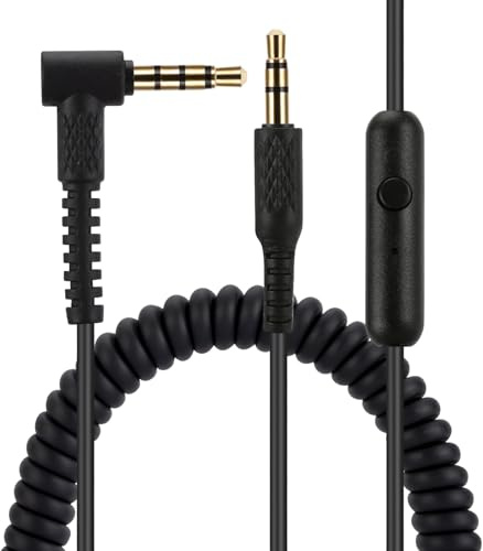 Ersatz-Audiokabel für Marshall-Kopfhörer, kompatibel mit Monitor II Major 2 II Major 3 III Major 4 IV Mid Kopfhörern, 3,5-mm-Stereo-Klinkenkabel, 1,2 Meter, Inline-Mikrofon/Fernbedienung, Schwarz