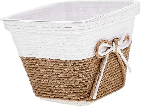 MOBUTOFU Geflochtener Korbpflanzer Kleiner Blumentopf Für Sukkulenten Und Kakteen 4 Stück Quadratisch Bunter Papierseilkorb Vielseitiger Aufbewahrungskorb Für Zimmerpflanzen Und Dekoration