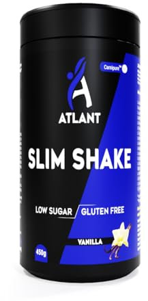 Atlant Slim Shake Mahlzeitersatz zur Gewichtsabnahme, Glutenfei – LOW SUGAR-Leckerer Diät-Shake mit wichtigen Vitaminen und Nährstoffen, nur 178 kcal pro Portion (450 g, Vanille)