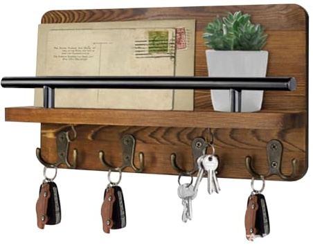 Briefschlüsselhalter, Wandhalterung, Holz-Briefhalter, Aufbewahrungsregal, Wanddekoration, Organizer, Heimorganisationsregal, Post- und Schlüssel-Organizer, Wand-Briefhalter, Holz-Schlüsselhalter