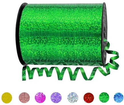 Geschenkband Grün 5mm Breit,450M Kräuselband Geschenkbänder Schleifenband Glitzer Ballonband Ringelband,Dekoband für Hochzeit Weihnachten Neujahr Geburtstag Geschenkverpackung Ballonverschlüsse