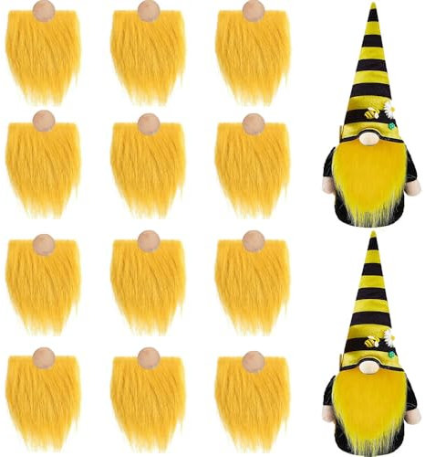 Aublinto Wichtelbart Zum Basteln Stoff Kunstpelz Dekor Wichtel Figuren Christmas GNOME Wichtel Zubehör, Ideal Weihnachten Deko für Cosplay Party Halloween Ostern DIY Basteln Nähen 12 Stück