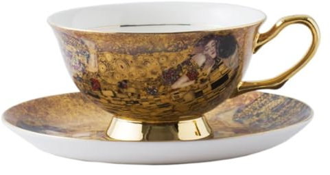 Ensemble de tasses à café et soucoupes en porcelaine européenne de luxe avec cuillère dorée, tasse en céramique de 220 ml, idéale for le café, le thé, le lait, les jus de fruits, le bureau et la maiso