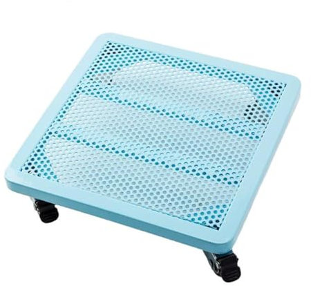 Support de pot de fleurs carré en métal robuste pour grands pots de fleurs d'intérieur et d'extérieur avec support sur roulettes, plateau de soucoupe vert 30 x 30 x 9 cm