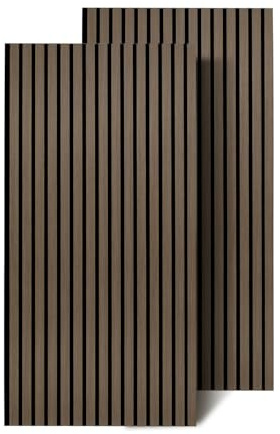 Ansobea Akustikpaneele Holz 1,44㎡ - 2er Set 120x60cm Natürliche Walnuss Wandpaneele 3D, Lamellenwand Holz für Schlafzimmer, Studio und Flur