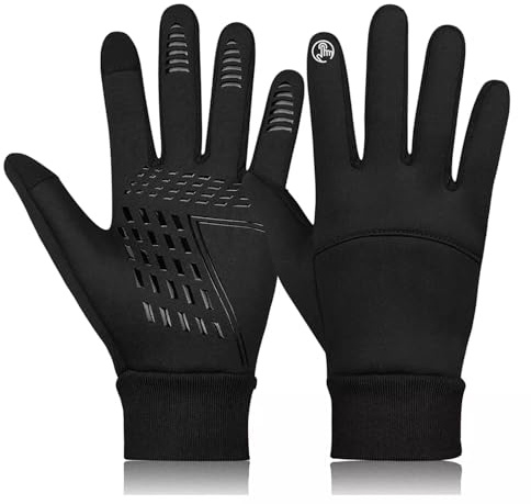 Swift Wear Warm Winter Gloves, Anti Slip Touchscreen Windproof and Water Resistant Running Thermal Gloves Cold Weather Cycling Gloves for Men Women Walking Riding Driving Cycling (Black, L)