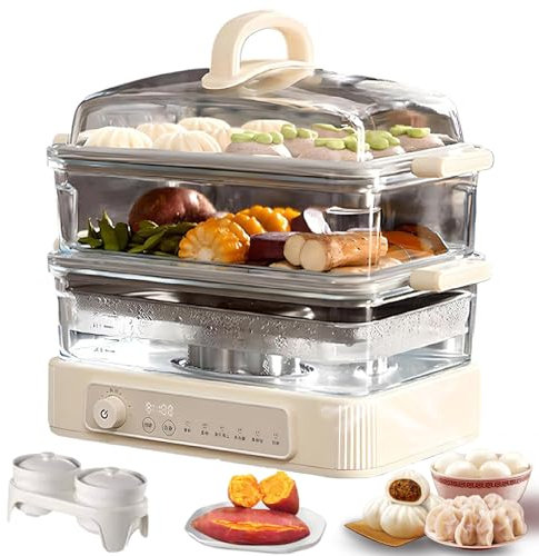 Vaporizador Eléctrico De Alimentos, Vaporizador De Alimentos Multicocina De 1500 W, Vaporizadores De Verduras, Cita A Largo Plazo De 12 Horas, 6 Modos De Calentamiento Rápido, Base De Acero