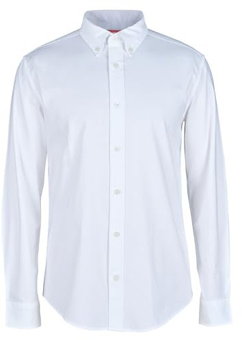 Vasego Regular Fit Long Sleeve Button Down Collar Oxford Shirt for Men | Comfortable and Breathable Light Stretch Casual Stylish Cotton Shirt for Everyday Wear White