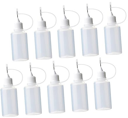 NUOBESTY 10 Stück Quetschflaschen 30ml Transparent Mit Nadelspitze Kunststoff Kleberflasche Flüssigkleber Nachfüllbar Dosierflasche Für Basteln Und Haushalt