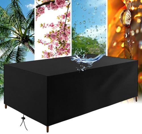 AUWUUA Outdoor Furniture Covers 210x70x60cm/LxWxH Large Garden Furniture Covers Waterproof, Rectangular/Square Patio Table and Chairs Cover, Anti-UV, Upgraded Oxford Tear-Resistant, Rattan Sofa Set
