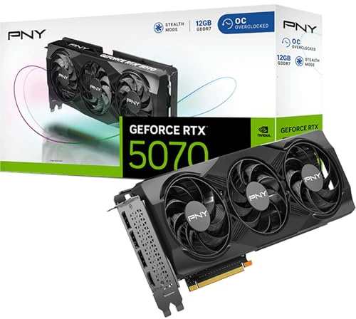 PNY GeForce RTX 5070 Overclocked Triple Fan 12GB GDDR7 Reflex 2 RTX AI DLSS4