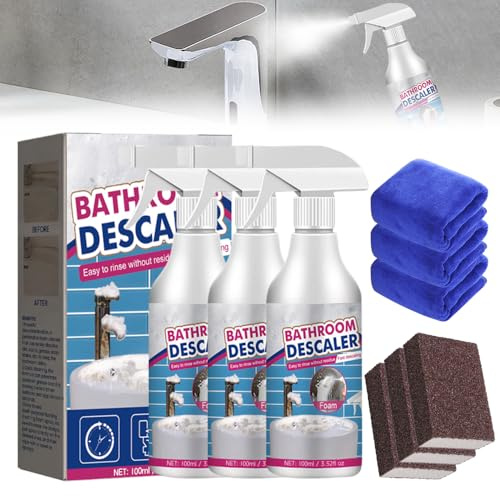 Reiniger für Hartnäckige Flecken, 2025 Neu Multifunktional WC Reiniger, Duschkabinenreiniger Kalkentferner Dusche Stark Badezimmer Badreiniger für Kanalisation Toiletten Glas Spray (3, 3Pcs)