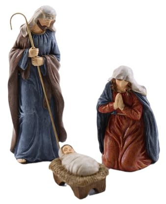 alloneslife Set di statuine classiche in resina, per presepe e madri e bambini, ornamento da tavolo