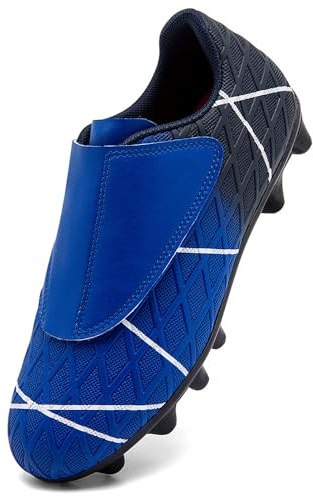 VTASQ Zapatos de Fútbol Niño Profesional Zapatos de Entrenamiento Adolescentes Deporte Atletismo Botas de Fútbol Cesped Artificial Zapatillas de Fútbol Negro Azul EU28