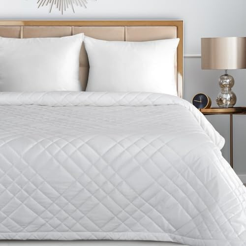 Gesteppte Tagesdecke RIA6 Velours für Doppelbett weiß 220 x 240 cm