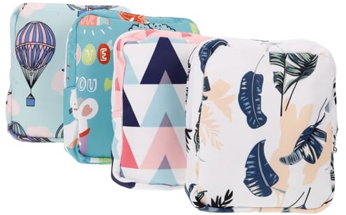 HOLIDYOYO Bolsa de Almacenamiento para Compresas Menstruales 4 Unidades de Tela Colores Surtidos Tamaño Pequeño Portátil para Viaje Cuidado Femenino Privacidad Segura Color Aleatorio