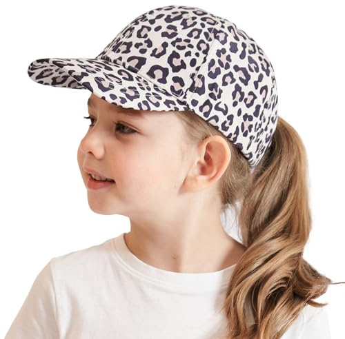 EDLMKM Kids Ponytail Baseball Cap 3-8 Years, Kids Baseball Cap with Ponytail, Girls Cap, Adjustable UV Protection Summer Hat Golf Sun Visor Hat Tennis Cap Multicolour