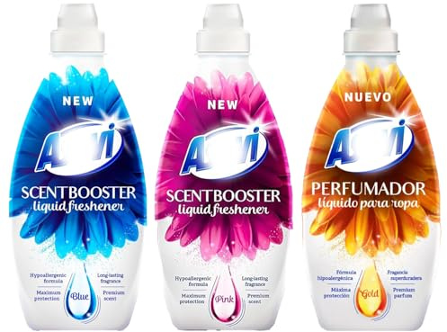 3 Piece Household Spanish Cleaning Products Bundle Giftset – Scent Booster for Clothes – Long-Lasting Freshness – Includes Blue, Pink & Orange Fragrances – 720ml Each – Fabric Softener