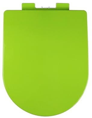 Abattant WC vert en forme de D – Fermeture douce avec boutons de libération rapide Facile à nettoyer et installer Charnière fixe sur le dessus et élégant Parfait pour les salles de bains modernes